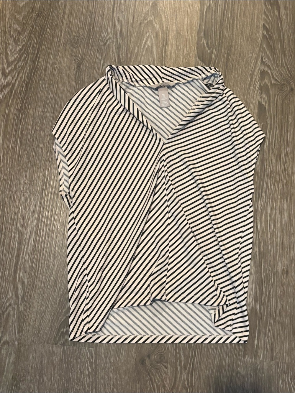 H&M Black and White Striped Draped V-Neck Camisole